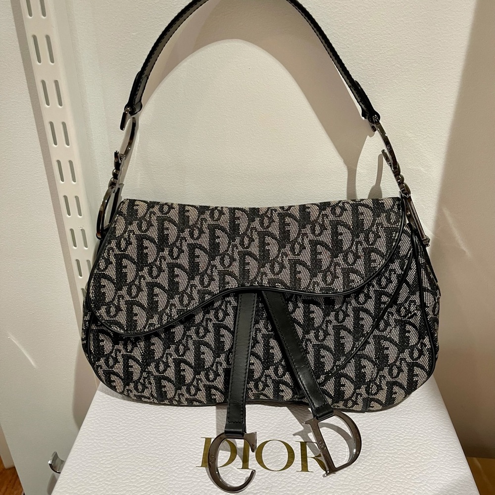💓SOLD💓Christian Dior Diorissimo Double Saddle Bag Black